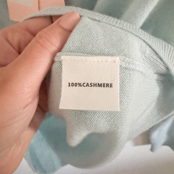 NWT Lingua Franca Seafoam Blue Iconique Cashmere Crew Sweater S - Picture 7 of 8